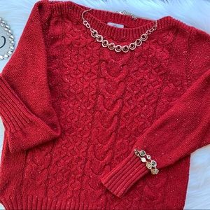 St John’s Bay Cable Knit Red Sweater Large